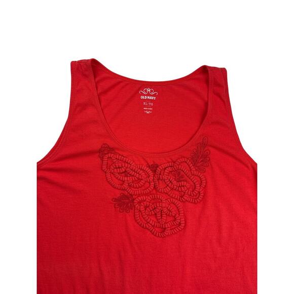 Women’s Old Navy Size XL Blood Orange Embroidered Tank. - Picture 1 of 4